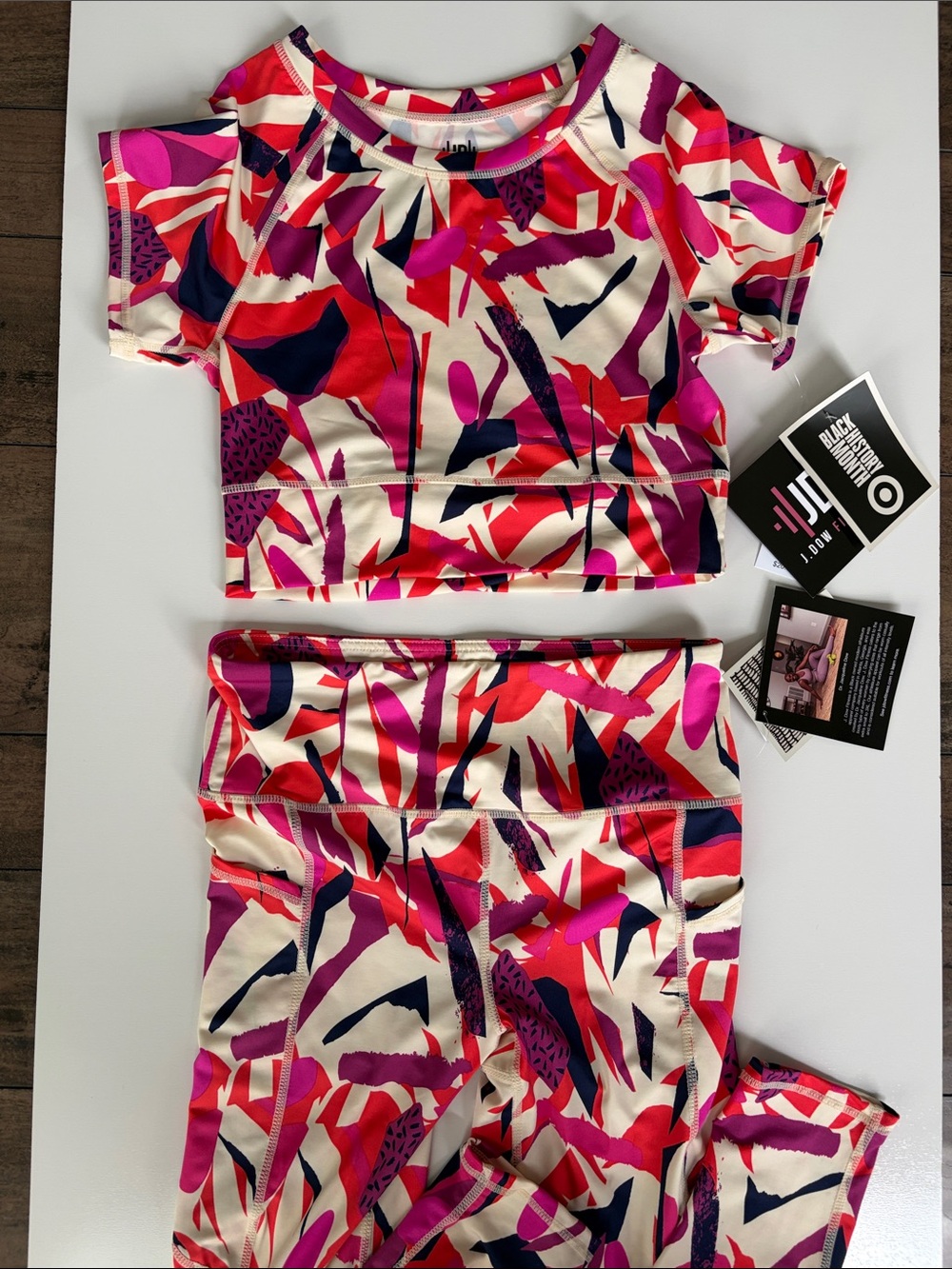 2pc Women’s Pink Abstract Print Athleisure set
